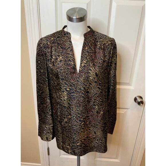 Tory Burch Brown Black Silk Leopard Print Tunic, Size 8 - Picture 1 of 5